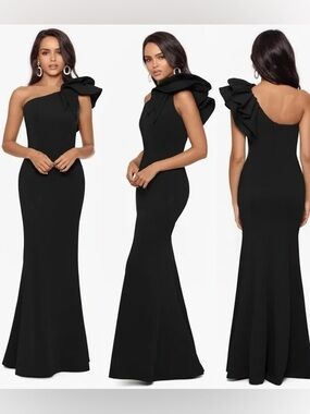 New | Betsy & Adam Womens Long Scuba Crepe One Shoulder Gown Formal Dress Sz: 8
